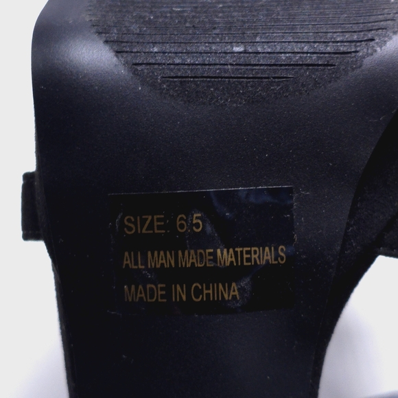 Merona Lulu Women’s Black Heels Platfoform Size 6.5 Open Toe Ankle Strap Suede - Picture 7 of 8